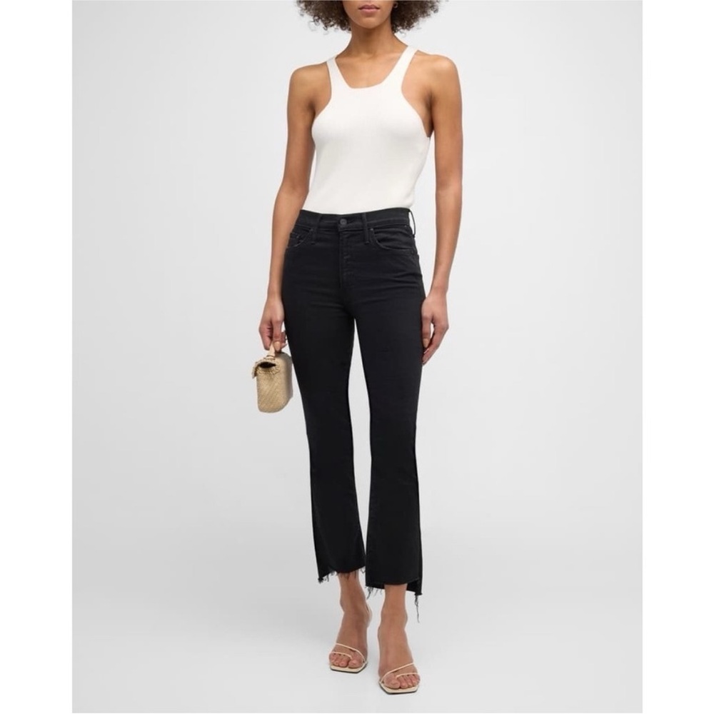 MOTHER  The Insider Crop Two Step Fray Jeans Black Not Guilty 23